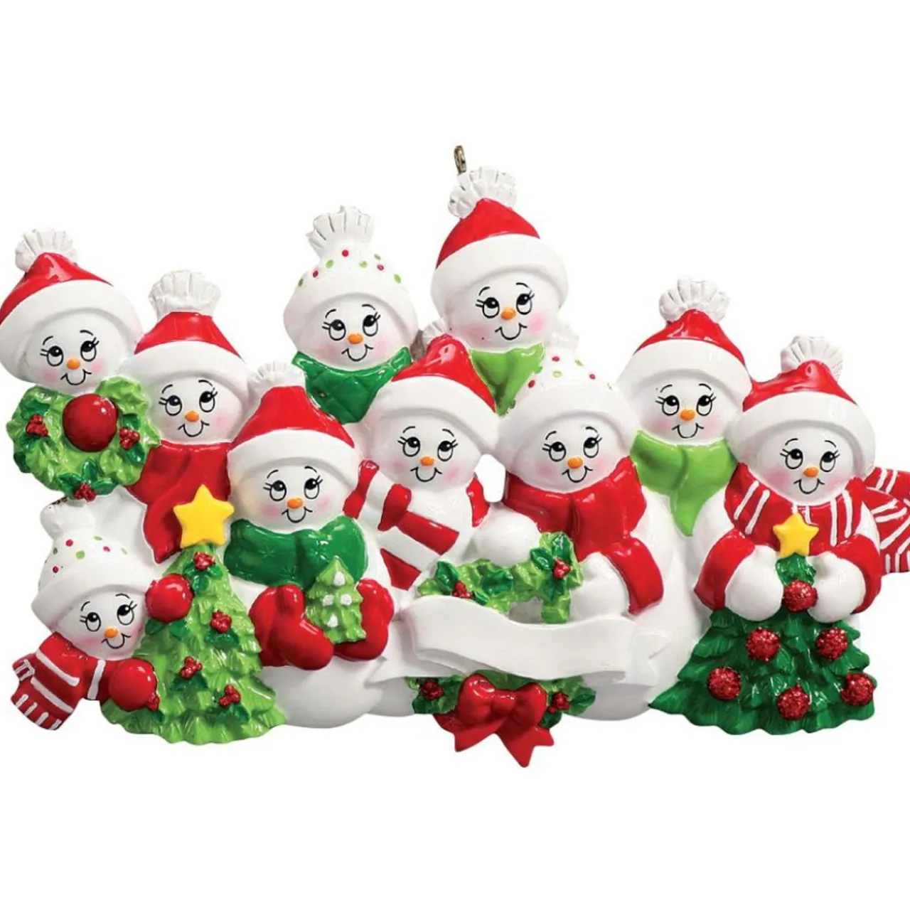 Personalized Snow Family of 10 Ornament | The Christmas Loft< Clearance