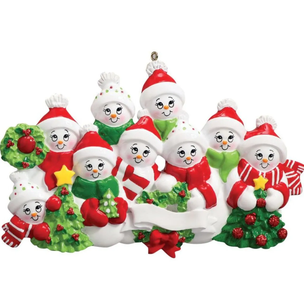 Personalized Snow Family of 9 Ornament | The Christmas Loft< Hot