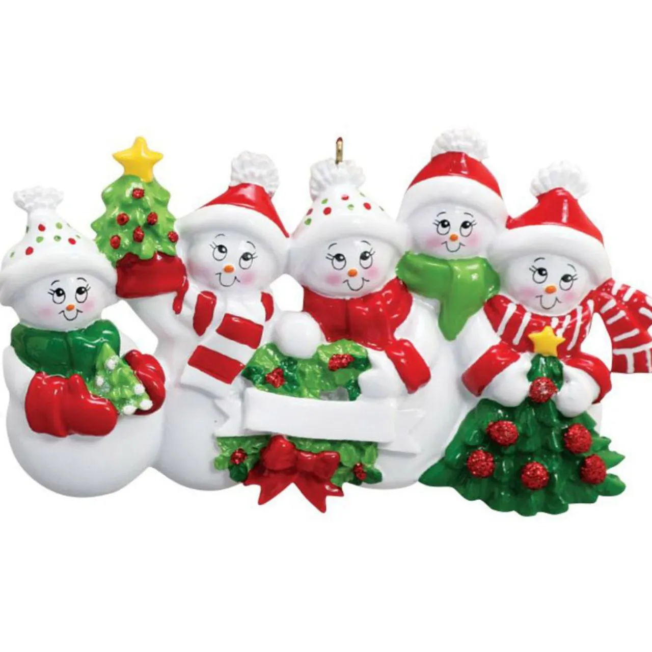 Personalized Snow Family of 5 Ornament | The Christmas Loft< Outlet