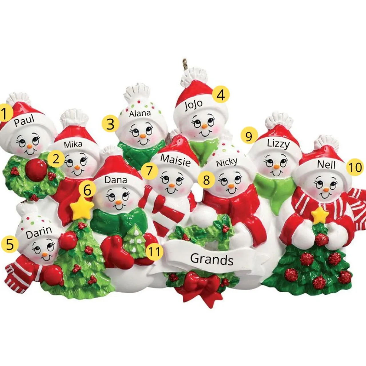 Personalized Snow Family of 10 Ornament | The Christmas Loft< Clearance