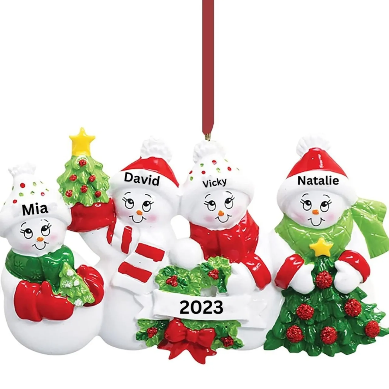 Personalized Snow Family of 4 Ornament< Sale