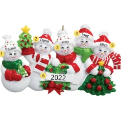Personalized Snow Family of 5 Ornament | The Christmas Loft< Outlet