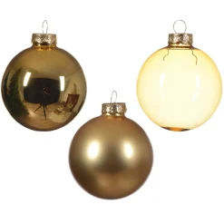21 Piece Assorted Gold Glass Ornament Set< Clearance