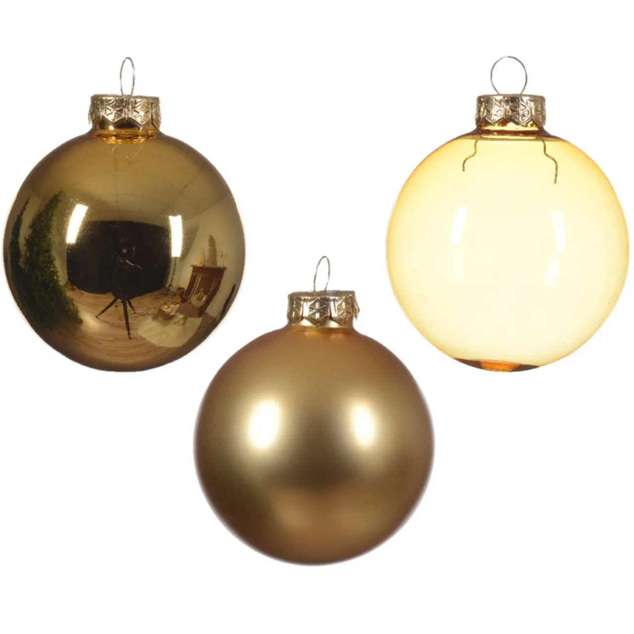 21 Piece Assorted Gold Glass Ornament Set< Clearance