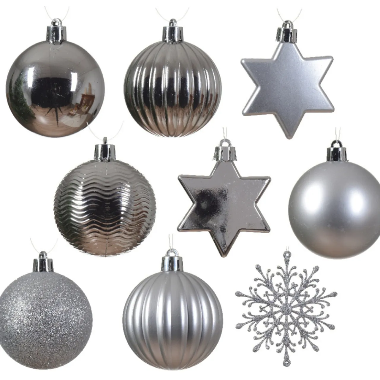 40 Piece Silver Shatterproof Ornament Set< Online