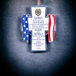 Police Protect Serve Courage Cross Ornament< Hot