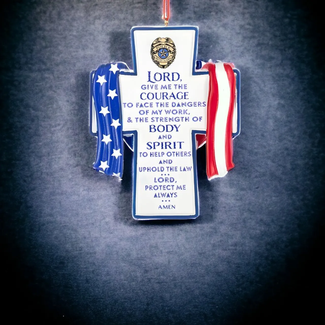 Police Protect Serve Courage Cross Ornament< Hot