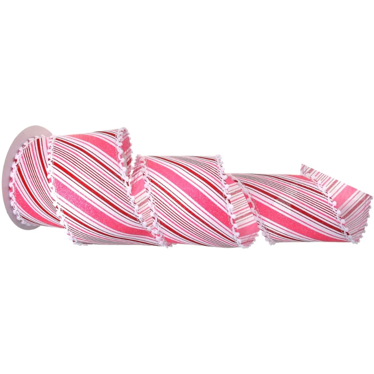 Pom Pom Edge Candy Stripe Wired Ribbon< Online