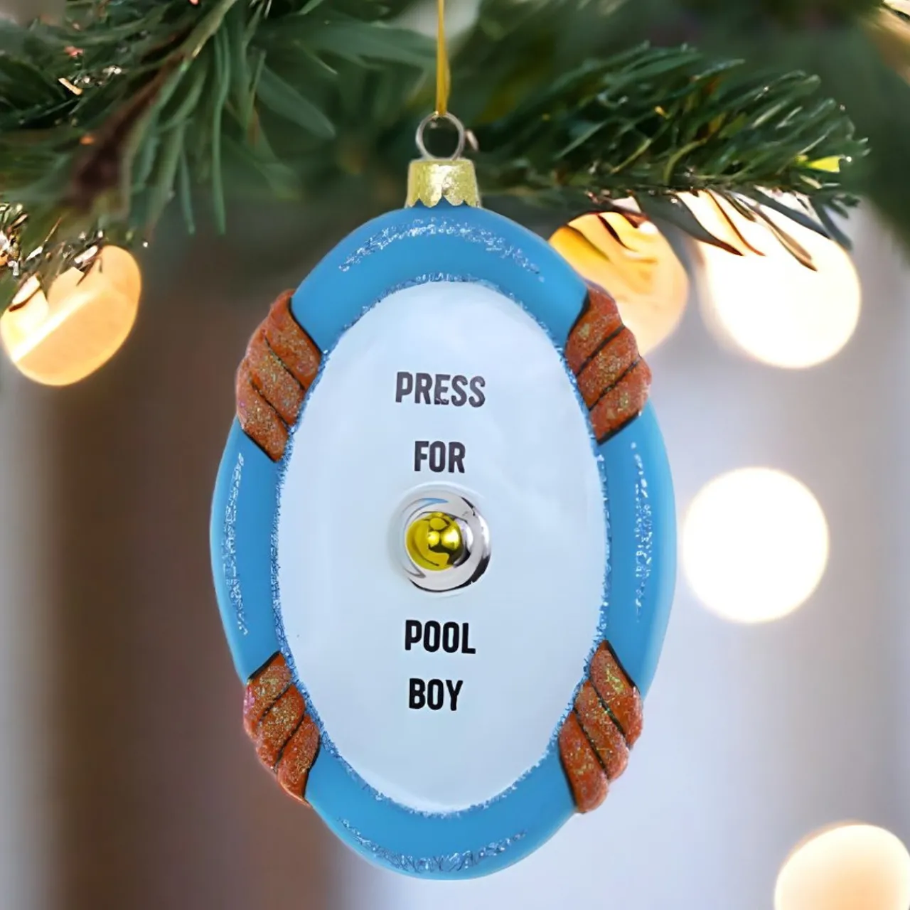 Press for Pool Boy Service Bell Ornament<Cody Foster & Co. Clearance