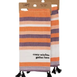 Primitives by Kathy Kitchen Towel Crazy Witches Gather Here< New
