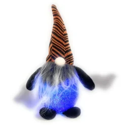 Purple and Orange Halloween Themed Light Up Flashing Gnome Figurine< Clearance