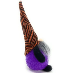 Purple and Orange Halloween Themed Light Up Flashing Gnome Figurine< Clearance