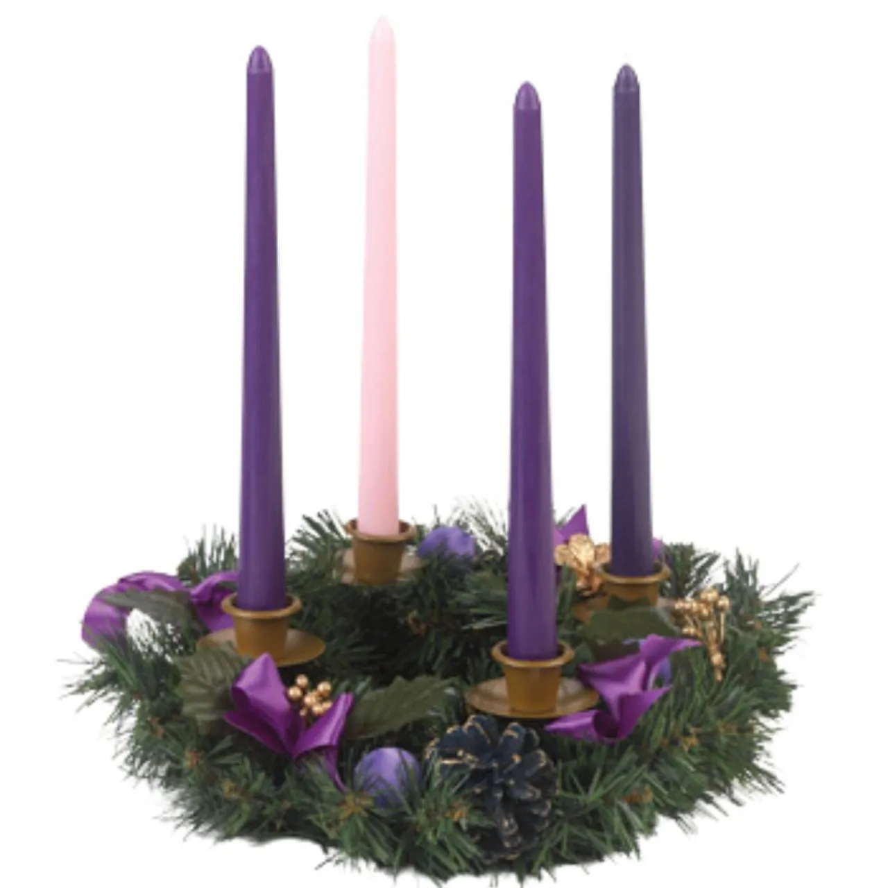 Purple Ribbon Advent Candle Wreath | The Christmas Loft< Fashion