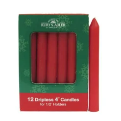 4" Red Dripless Candles 12pc. Set | The Christmas Loft<Kurt Adler Hot