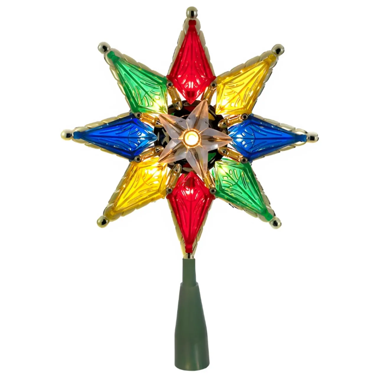 8" UL 10-Light Multicolored Star Treetop<Kurt Adler Hot