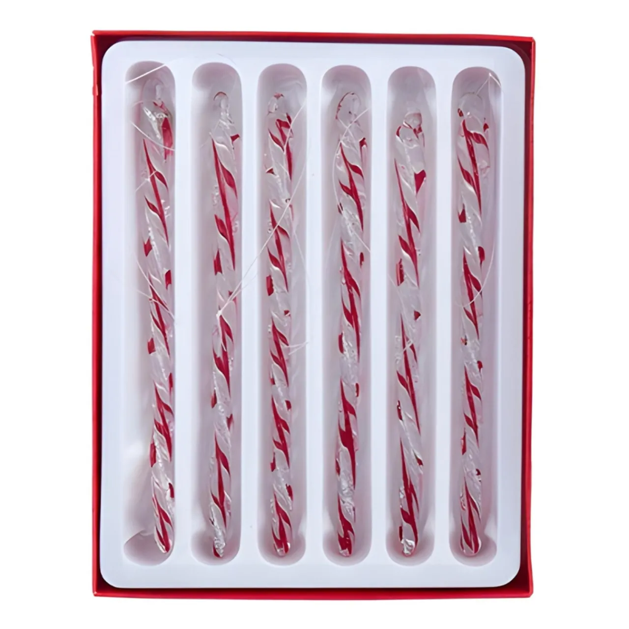 Red & White Glass Icicle Ornaments, Set of 6<Kurt Adler Sale