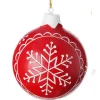 Red &amp; White Snowflake Ball< Clearance