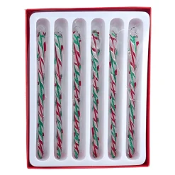Red And Green Striped Glass Icicle Ornaments, Set of 6<Kurt Adler New