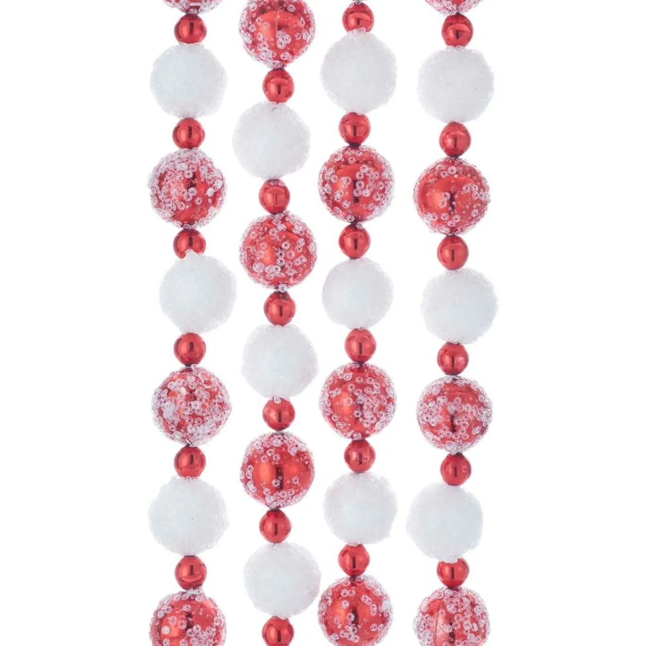 Red and White Frosted Beaded Garland<Kurt Adler Hot