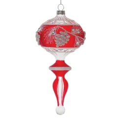 Red and White Pinecone Drop Finial Ornament< Best