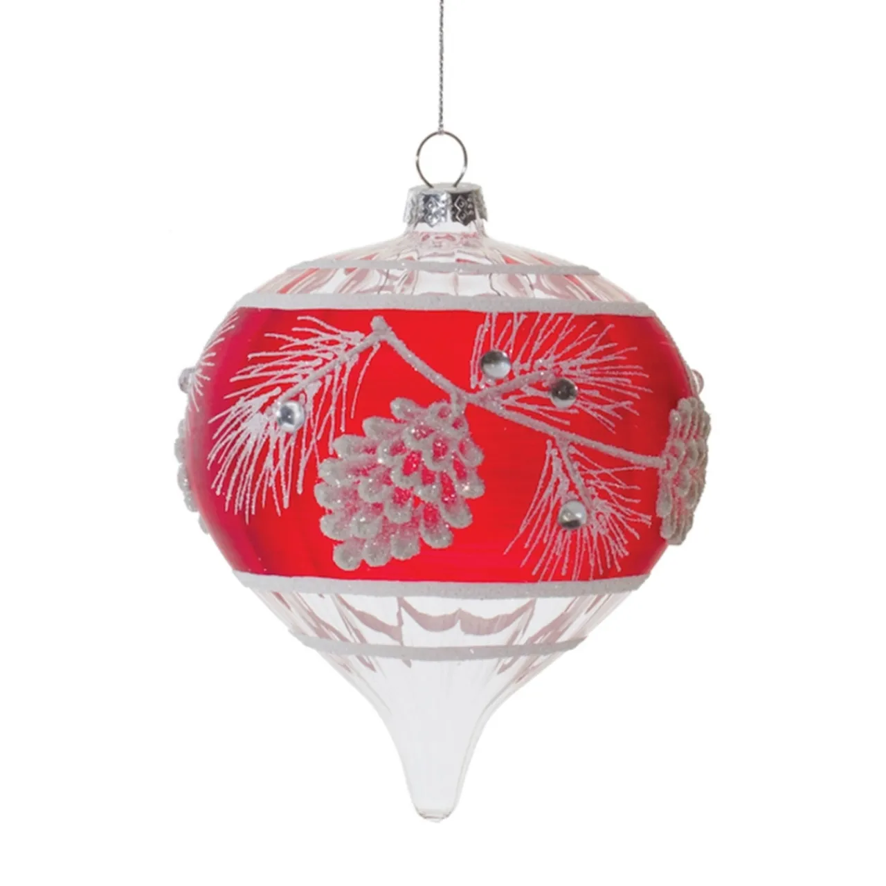 Red and White Pinecone Onion Ornament< Best