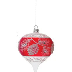 Red and White Pinecone Onion Ornament< Best