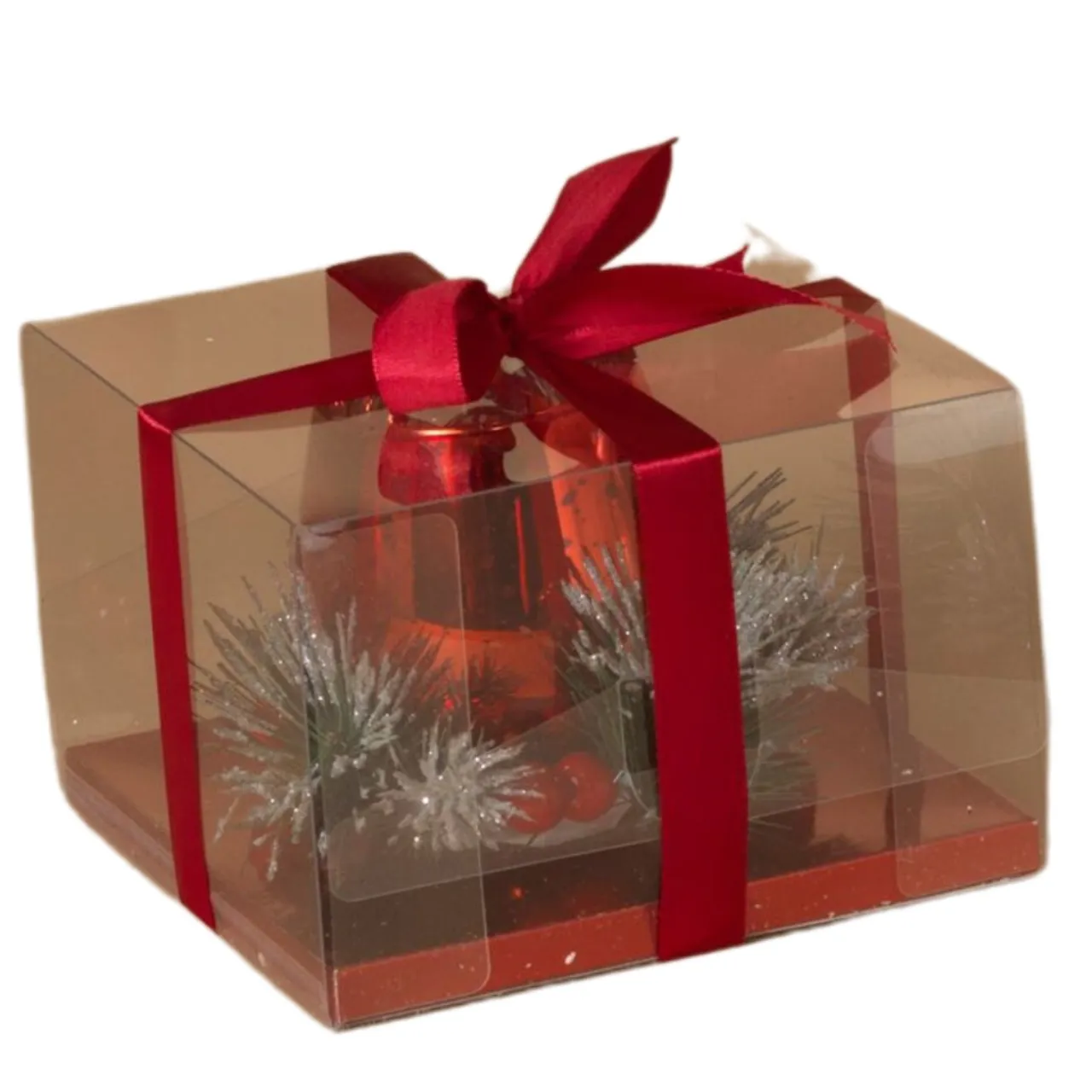 Red Candleholder w/Pine< Hot
