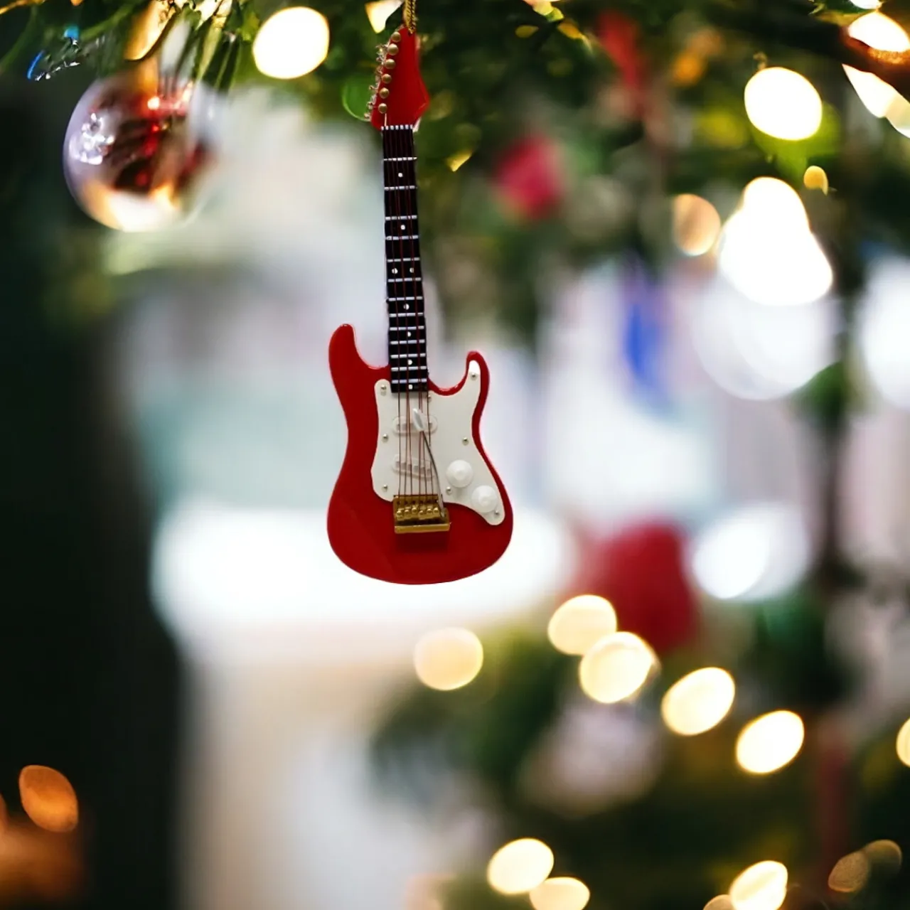 Red Electric Guitar Ornament - The Christmas Loft< Sale