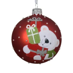 Red Glass Polar Bear Ornament< Best