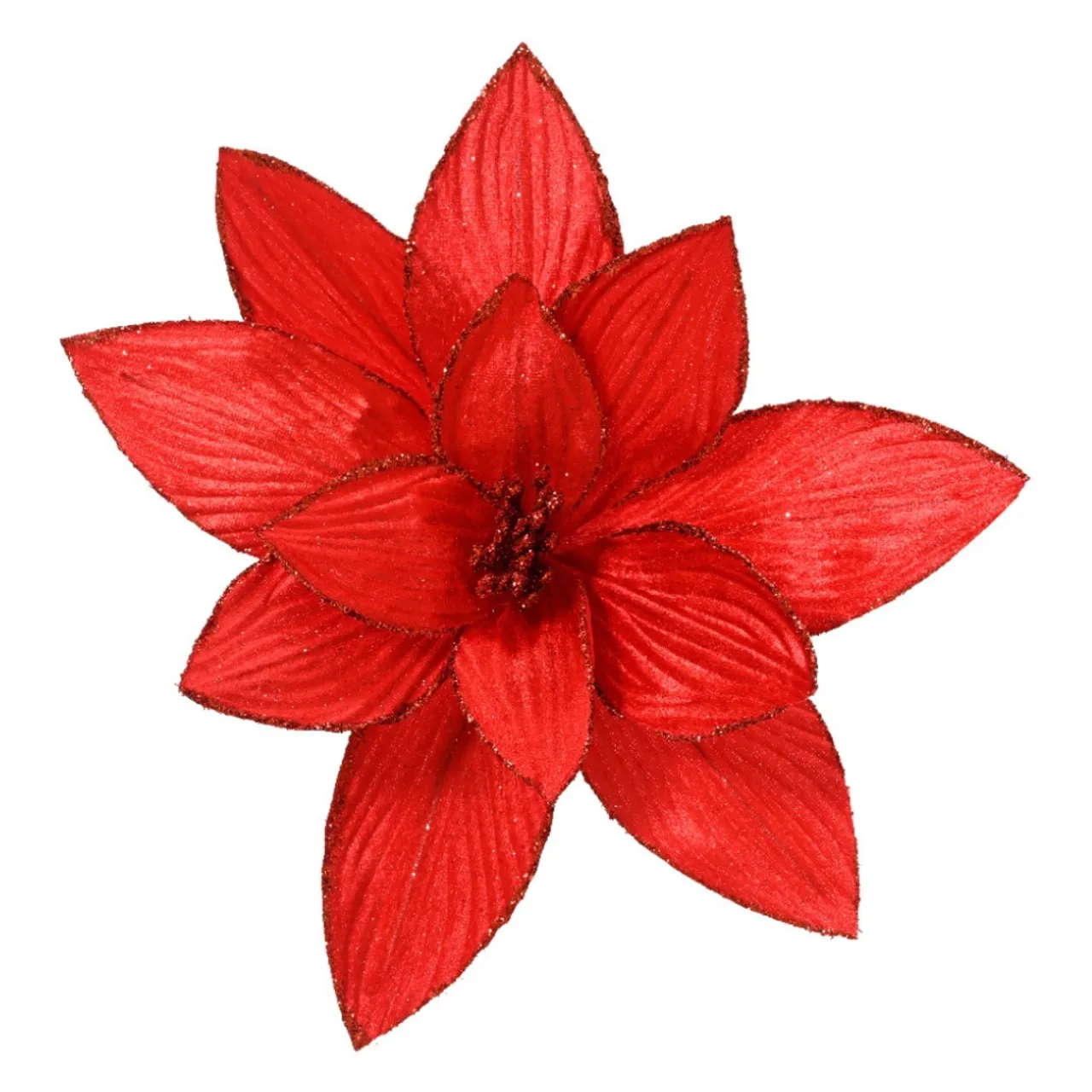 Red Poinsettia Polyester Clip< Discount
