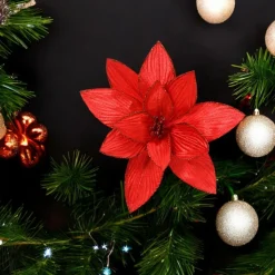 Red Poinsettia Polyester Clip< Discount
