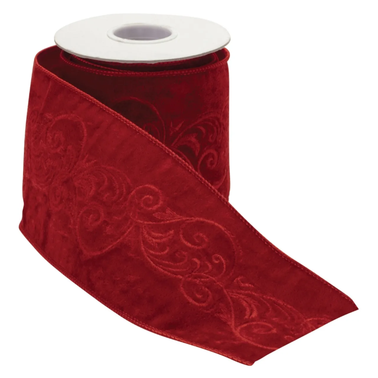 Red Velvet Scroll Wired Ribbon< Outlet