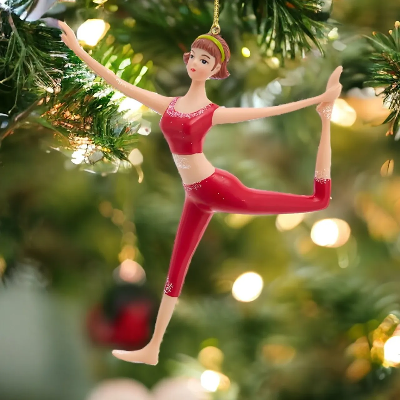 Red Yoga Woman Ornament<Kurt Adler Online