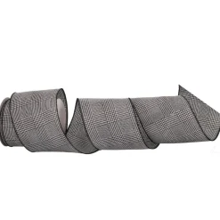 Regency International - 4" X10Y Black &amp; White Tweed Check Ribbon< Online