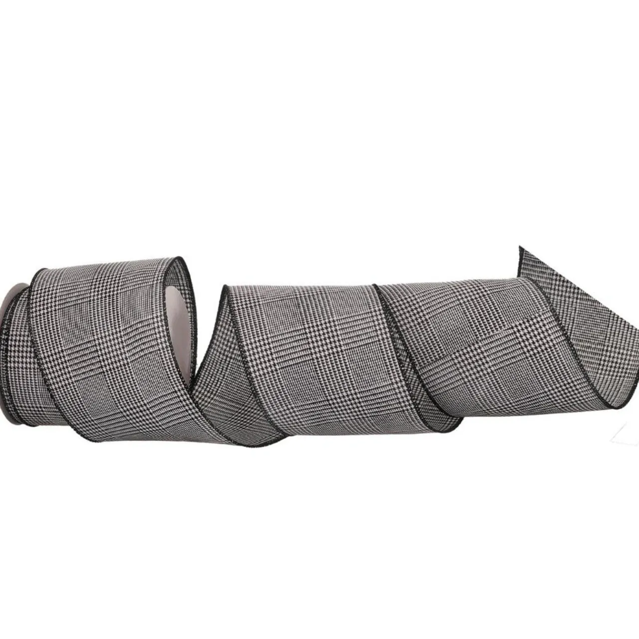 Regency International - 4" X10Y Black & White Tweed Check Ribbon< Online