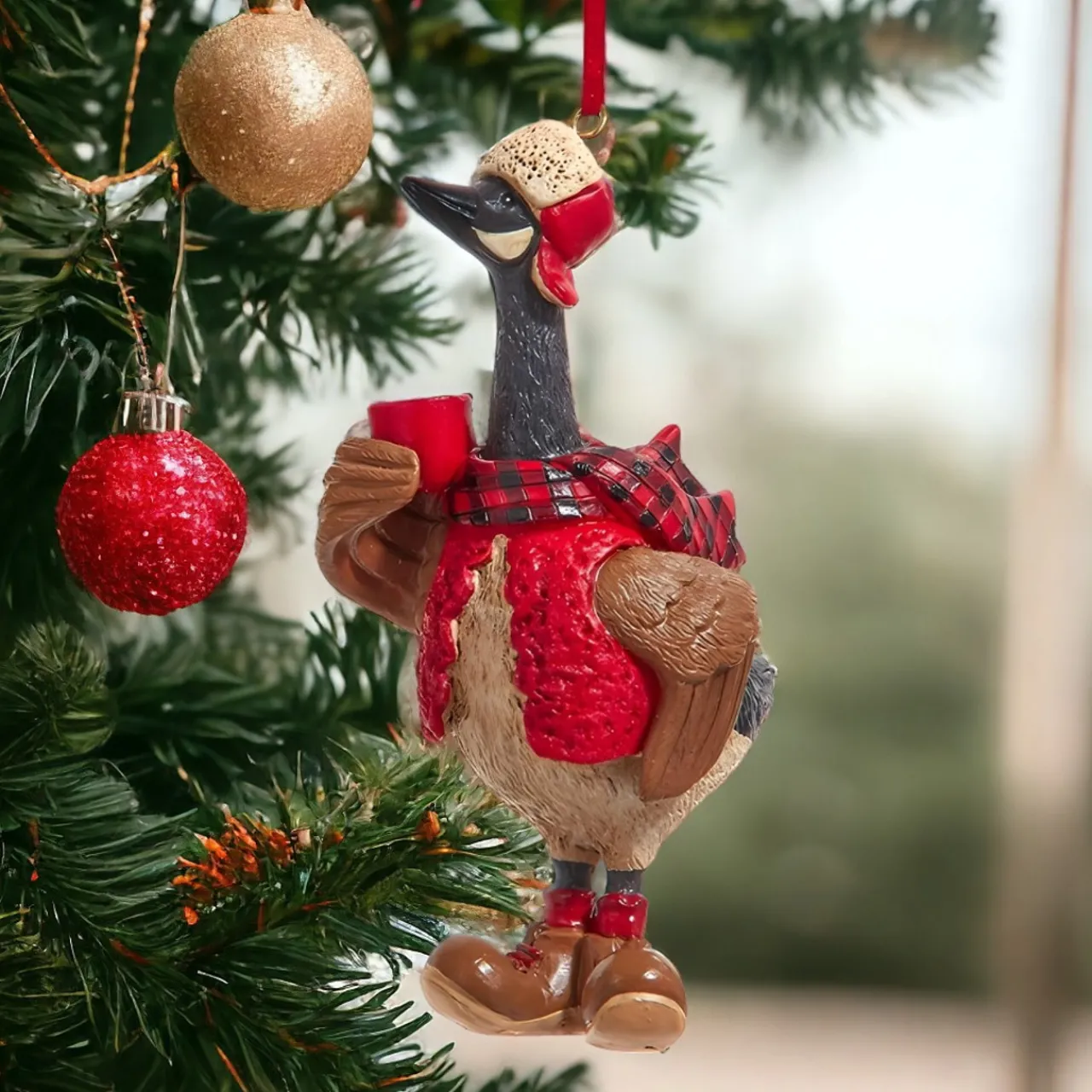 Resin Goose With Mug Ornament<Kurt Adler Online