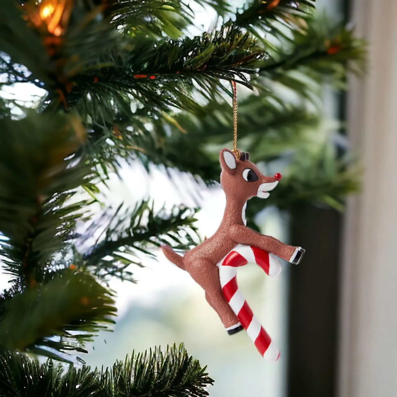 Rudolph Candy Cane Ornament< New