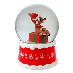 Rudolph The Red Nose Reindeer In Present Water Globe<Kurt Adler Online