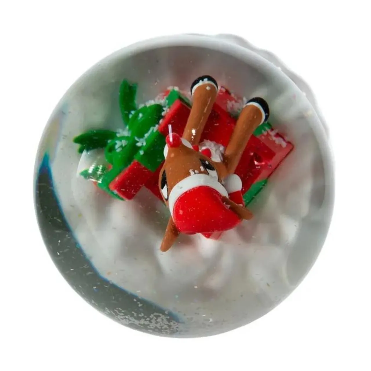 Rudolph The Red Nose Reindeer In Present Water Globe<Kurt Adler Online