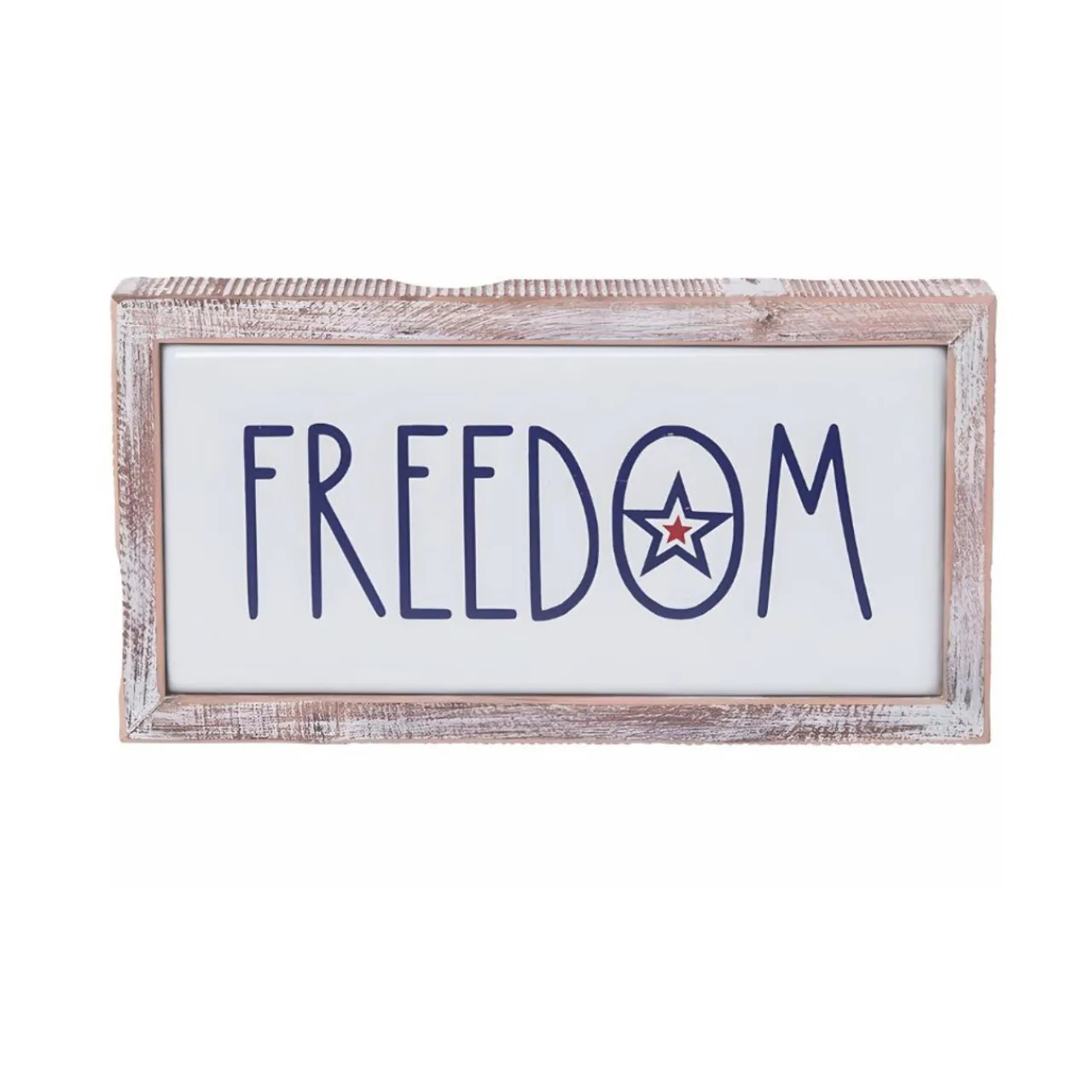 Rustic Patriotic 'FREEDOM' Wooden Frame Metal Sign< Best
