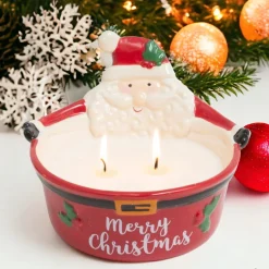 Santa Ceramic Bowl Candle - Merry Christmas Decor< Online