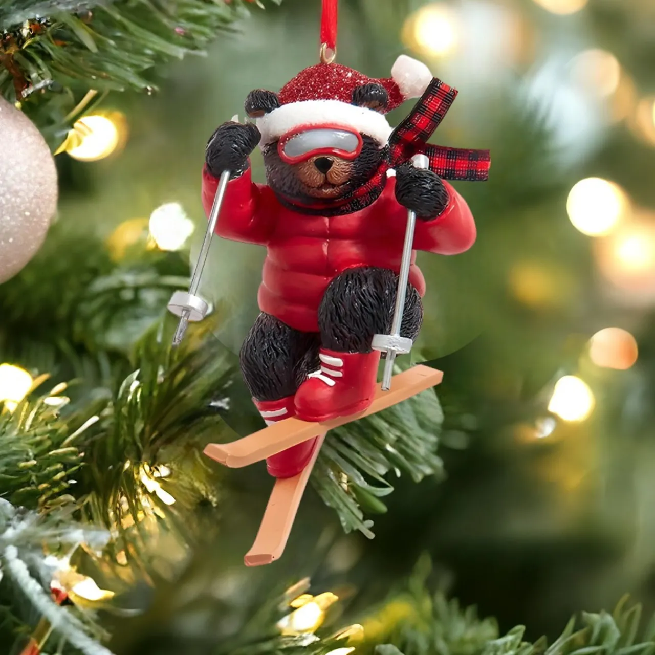Santa Hat Skiing Bear Ornament<Kurt Adler Outlet
