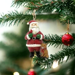 Santa with Cardinal and Fox Ornament< Sale