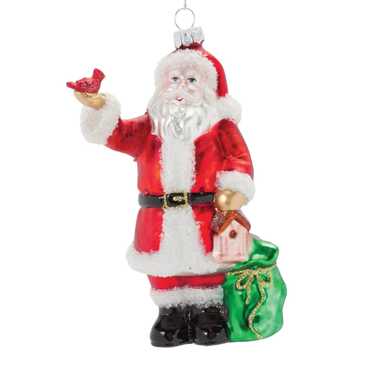 Santa With Cardinal Ornament< Hot
