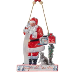 Santa with Raccoon Metal Ornament< Online