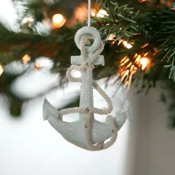 Sea Foam Green Glitter Anchor Ornament<Kurt Adler Clearance