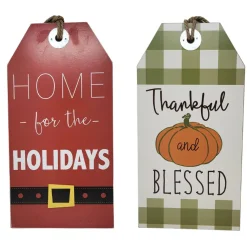 2 Sided Holiday Wooden Sign< Fashion