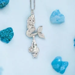 Silver Car Charm - Mermaid with Sea Charms< New