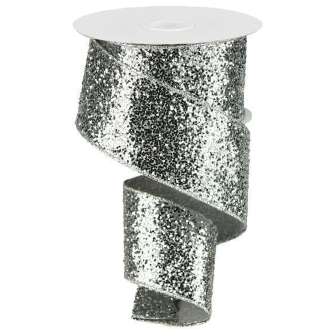 Silver Glitter Ribbon 10 Yards Long 2.5 Inch Wide< Clearance
