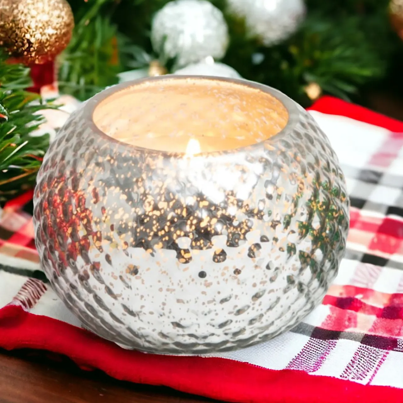 Silver Mercury Glass Candle - Winter Shimmer< Outlet